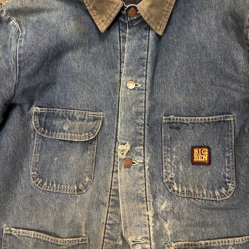 Vintage Big Ben USA Made Mens 48 Denim Barn Chore Coat Blanket Lined - Picture 5 of 16
